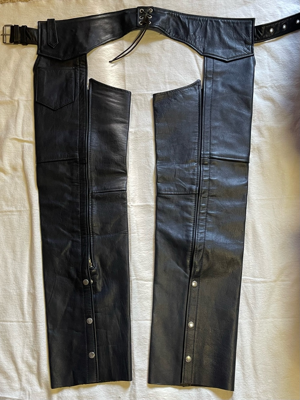 NWOT Unisex Sz S Genuine Leather Motorcycle Riding Chaps by Interstate
